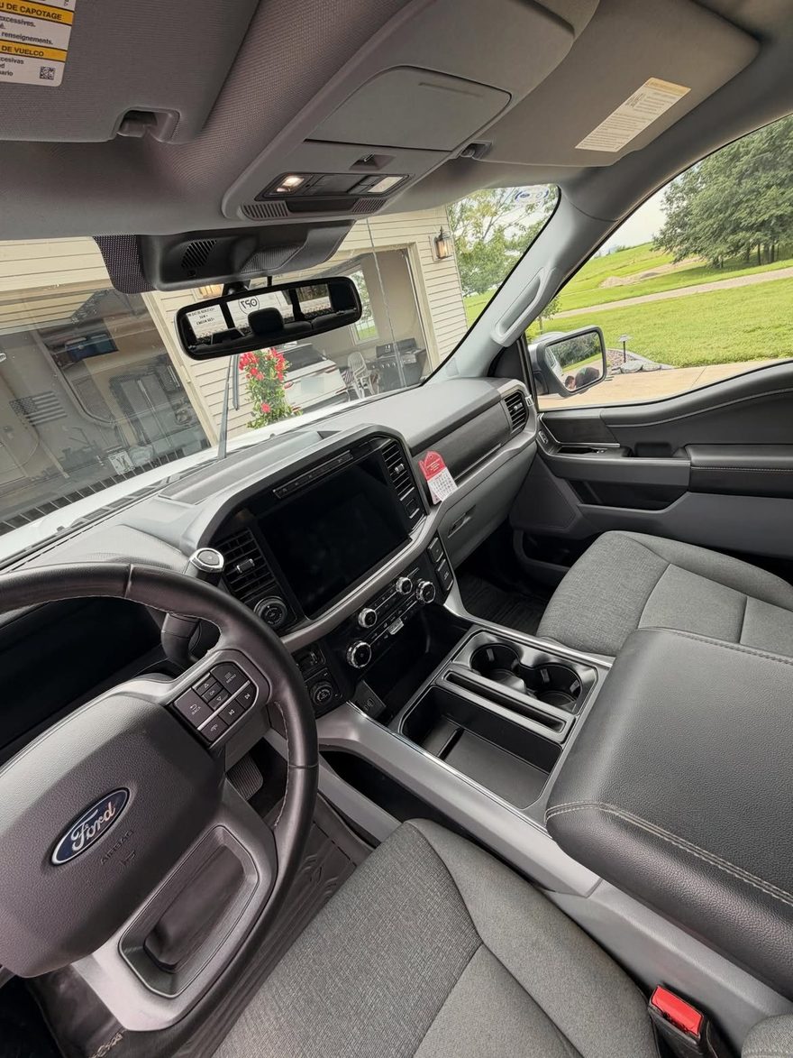 Truck dash and console after detailing — spotless